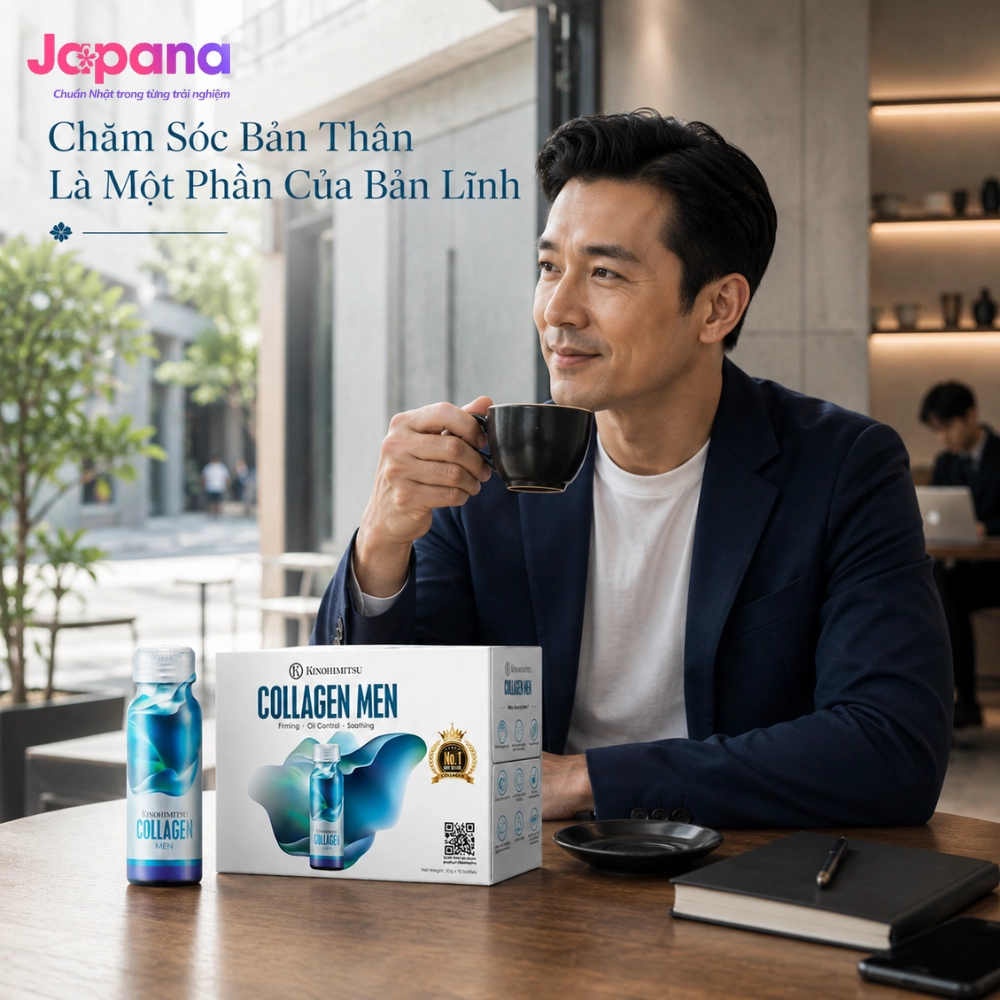 Nước uống đẹp da Kinohimitsu Collagen Men (Hộp 10 chai x 50 ml) - Date 01/2027