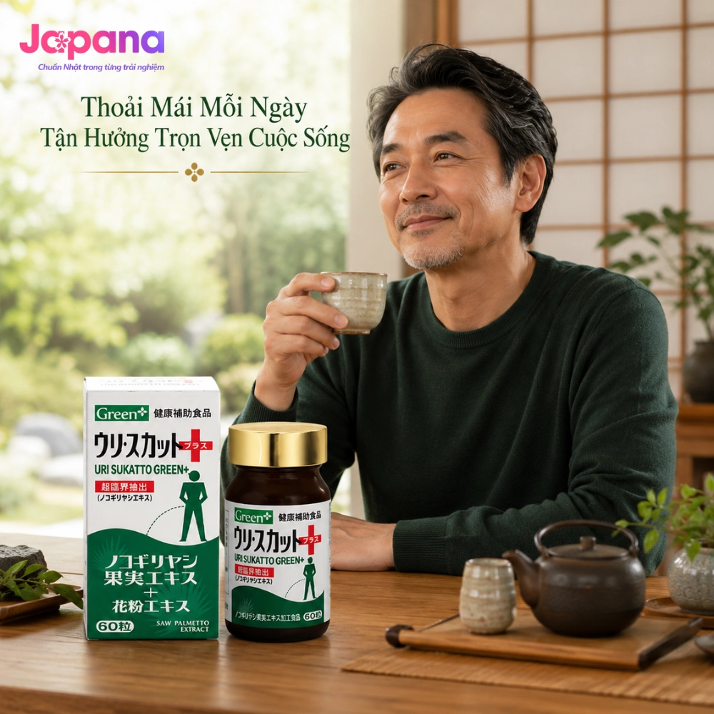 Viên uống hỗ trợ tuyến tiền liệt Green Herb Uri Sukatto Green+ 60 viên - Date 11/2026