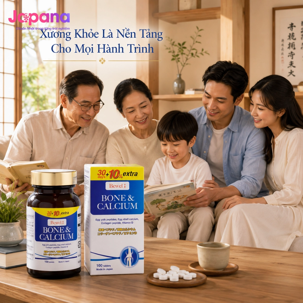 Viên uống hỗ trợ xương và tăng chiều cao Waki Bewel Bone & Calcium