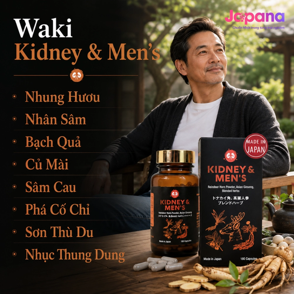 Viên uống hỗ trợ dưỡng thận và sinh lý nam Waki Kidney & Men`s 180 viên - Date 09/2027