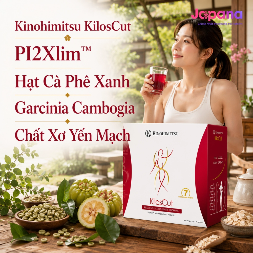 Bột uống giảm cân và giảm mỡ nội tạng cao cấp Kinohimitsu Kiloscut 10g
