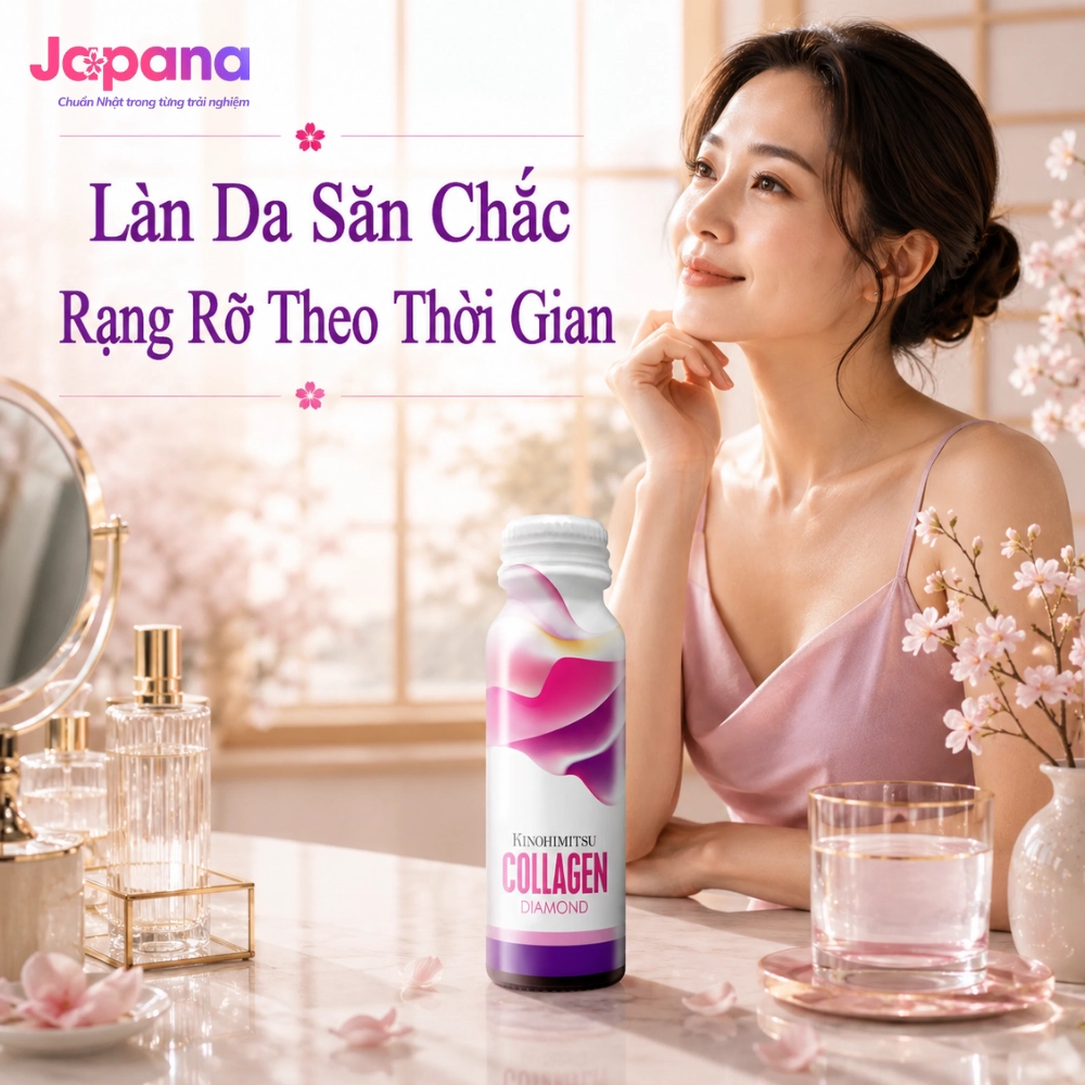 Nước uống chống lão hóa, sáng da Kinohimitsu Collagen Diamond 50g (Lốc 3 chai) - Date 01/2027