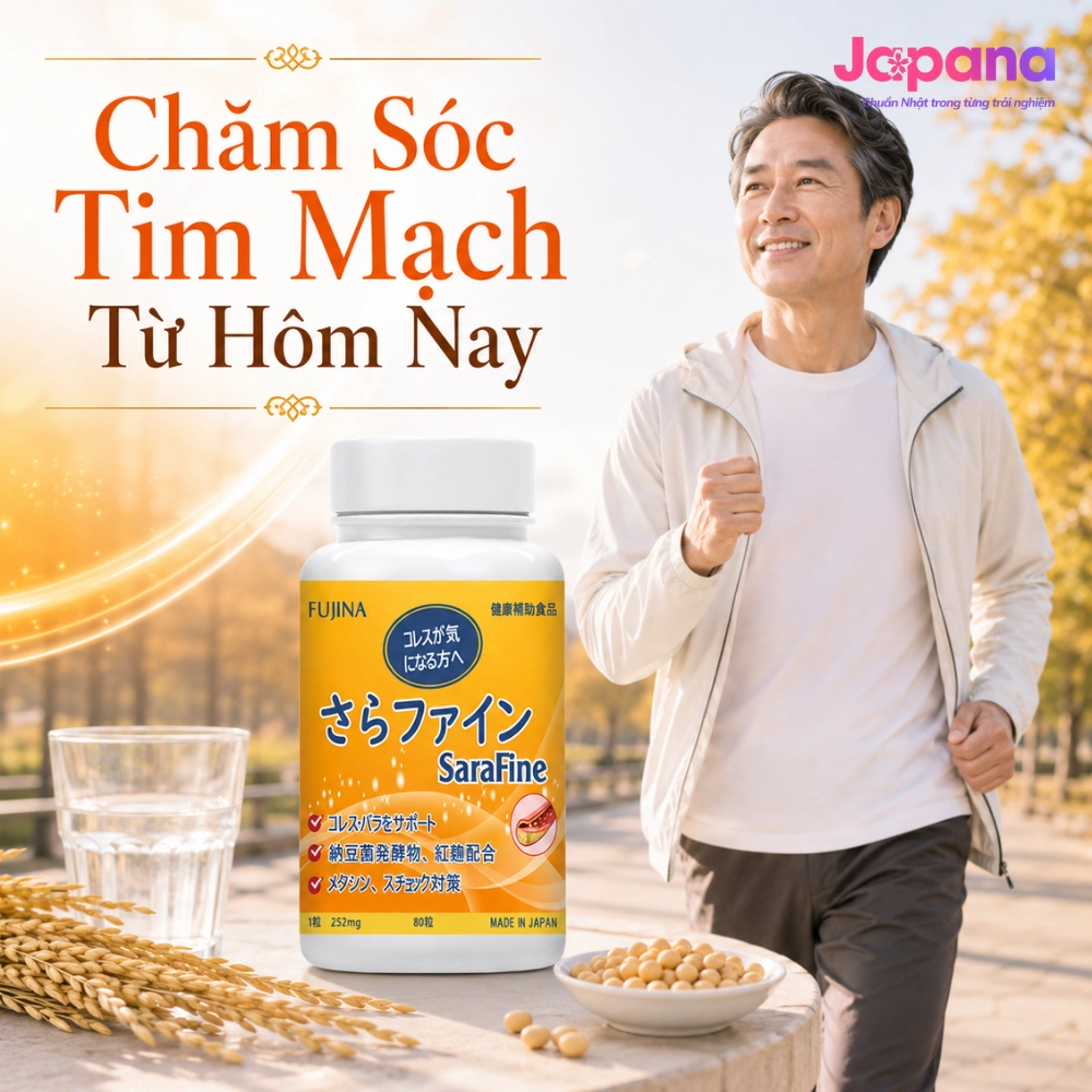 Viên uống hỗ trợ hạ mỡ máu Fujina Sarafine 80 viên