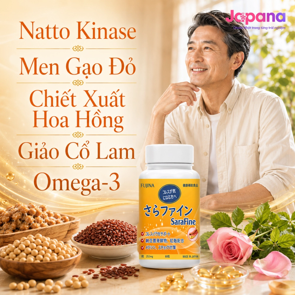 Viên uống hỗ trợ hạ mỡ máu Fujina Sarafine 80 viên