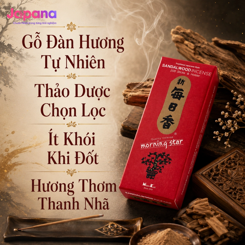 Hương Nippon Kodo Morning Star Sandalwood 200 que (Hương gỗ đàn hương)