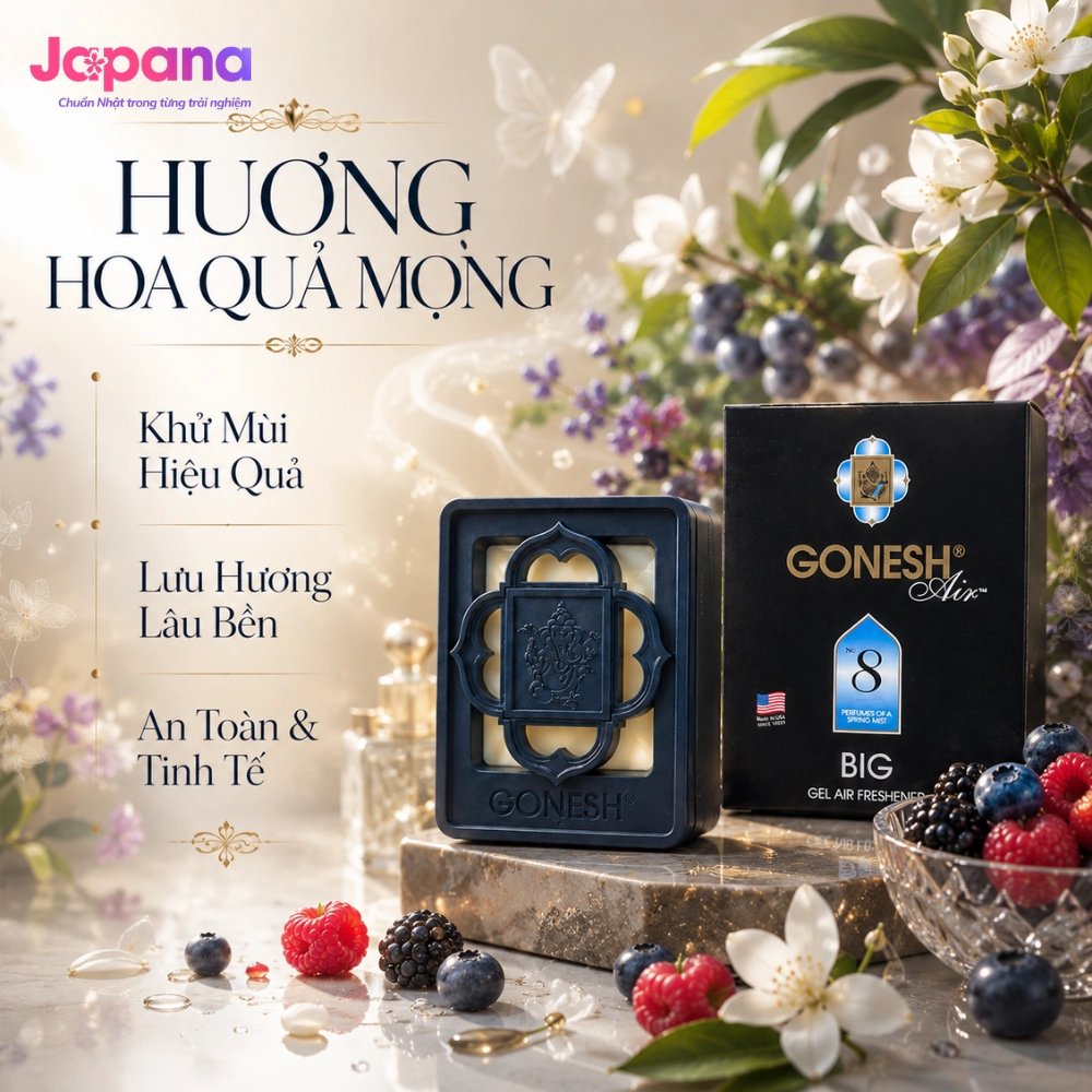 Gel thơm dùng trong ô tô dạng lớn Nippon Kodo Gonesh Air No.8 180g (Hương hoa quả mọng)