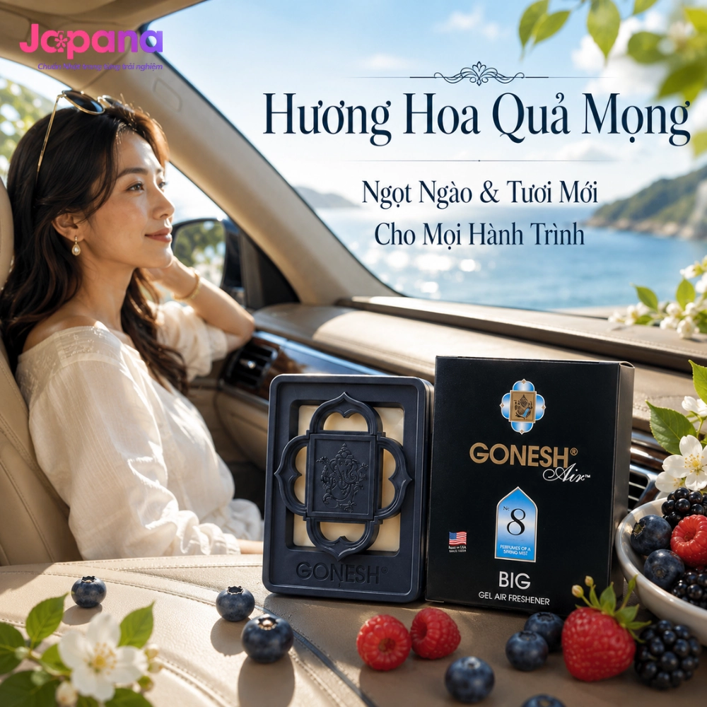 Gel thơm dùng trong ô tô dạng lớn Nippon Kodo Gonesh Air No.8 180g (Hương hoa quả mọng)