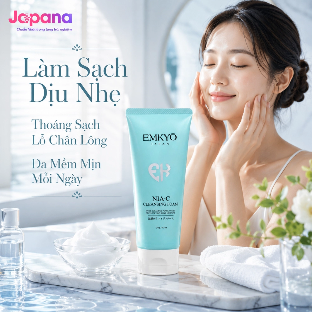 Sữa rửa mặt chăm sóc da EMKYŌ NIA-C Cleansing Foam 130g