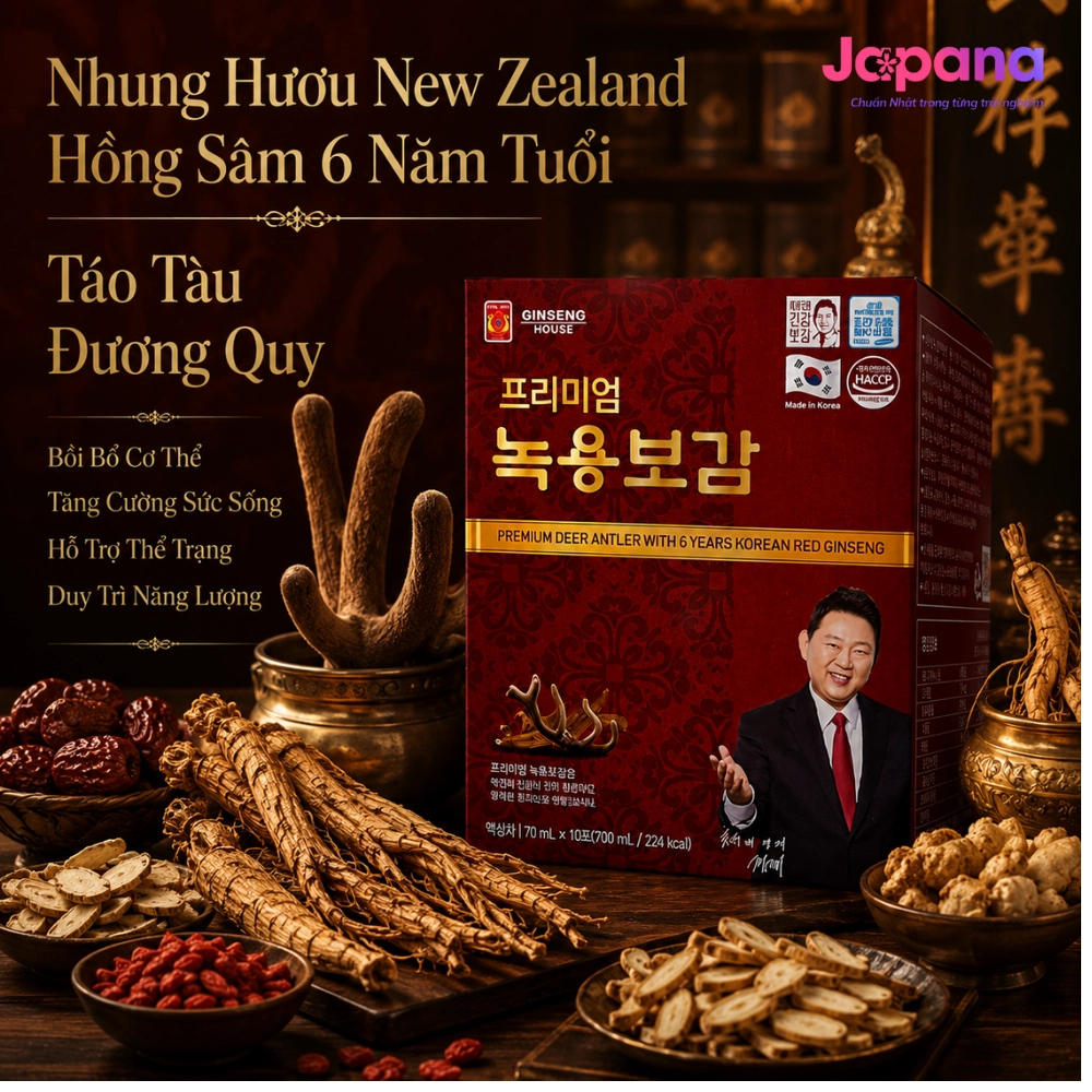 Nước uống chiết xuất nhung hươu và hồng sâm Hàn Quốc 6 năm tuổi Ginseng House (Hộp 30 gói x 70ml)