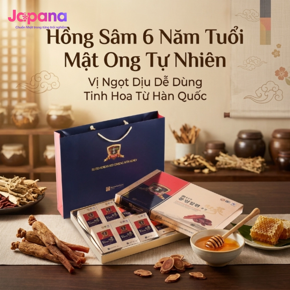 Hồng sâm lát tẩm mật ong Hàn Quốc Ginseng House (Hộp 10 gói x 20g)
