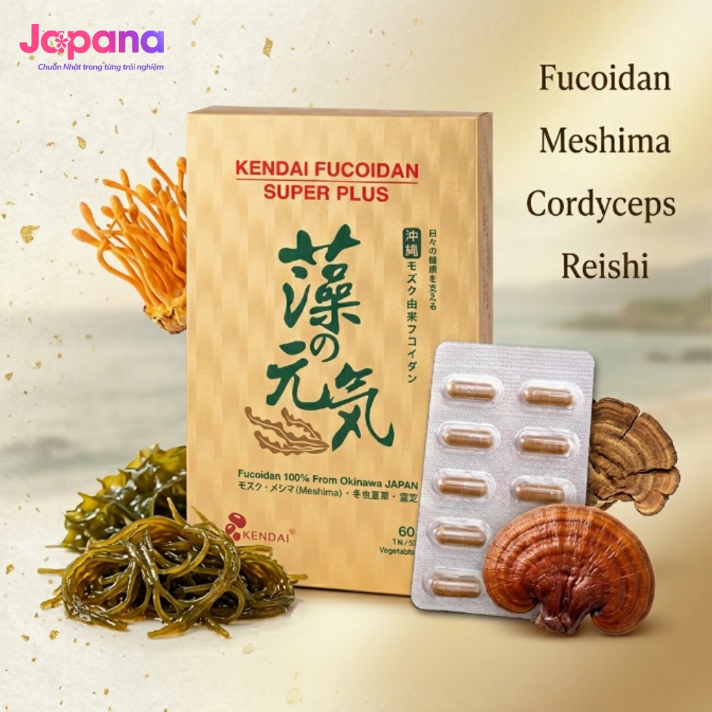Viên uống hỗ trợ giảm nguy cơ u bứu, bảo vệ gan Kendai Fucoidan Super Plus 60 viên