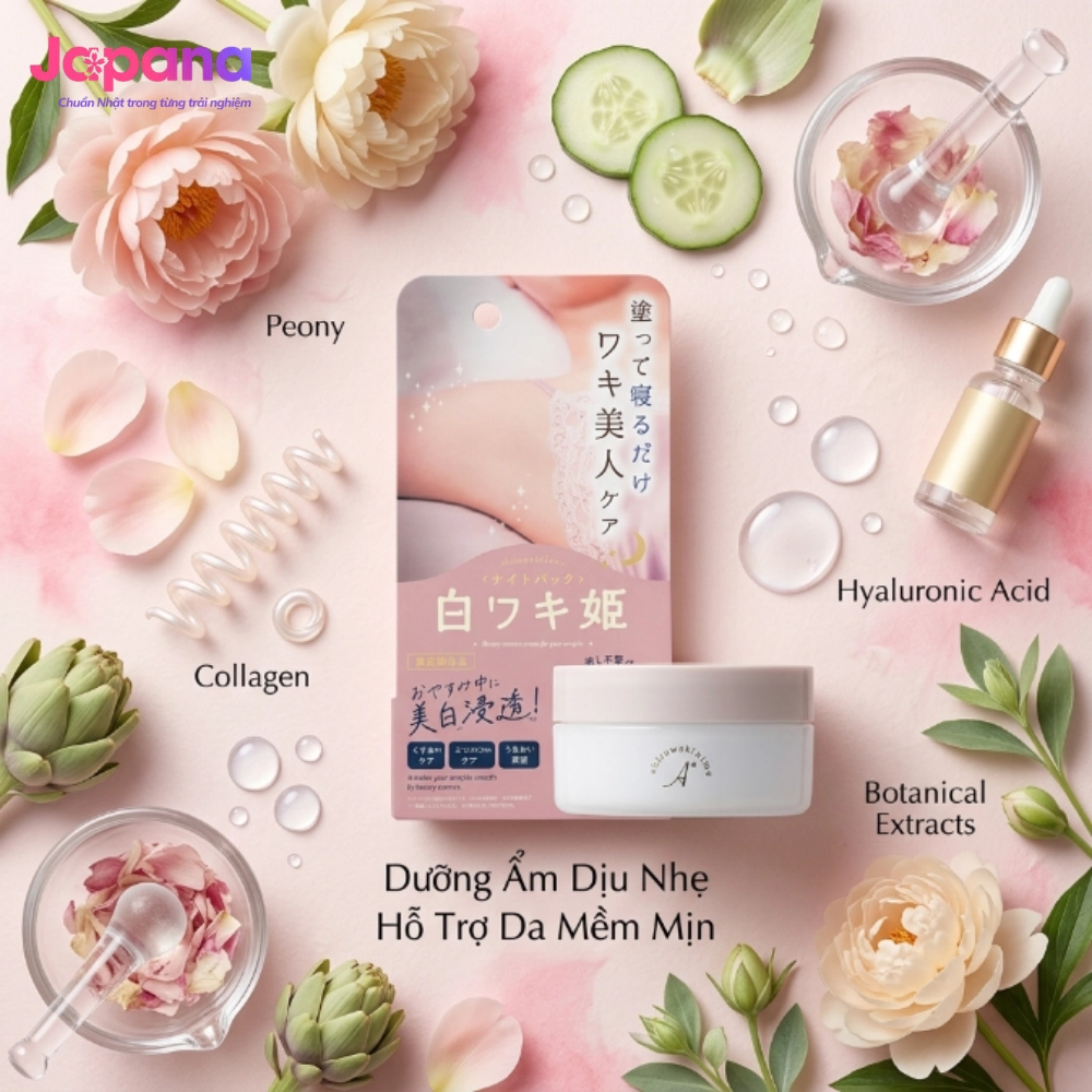 Kem dưỡng giảm thâm nách ban đêm Himecoto Shirowaki Hime Night Pack 30g