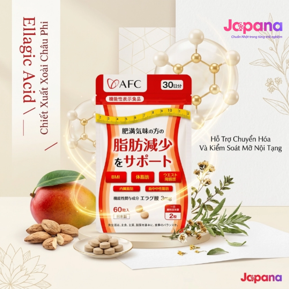 Viên uống hỗ trợ giảm mỡ, cân bằng đường huyết AFC Ellagic Acid - 60 viên