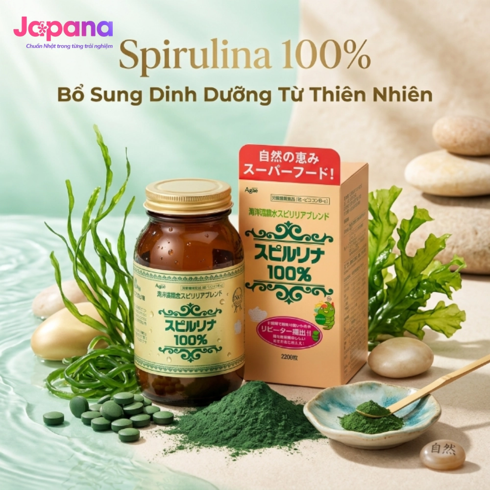 Tảo xoắn Spirulina Japan Algae Nhật Bản 2200 viên