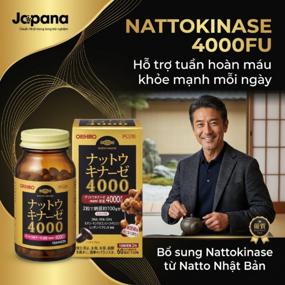 Viên uống hỗ trợ điều trị tai biến, đột quỵ Orihiro Nattokinase 4000FU 120 viên