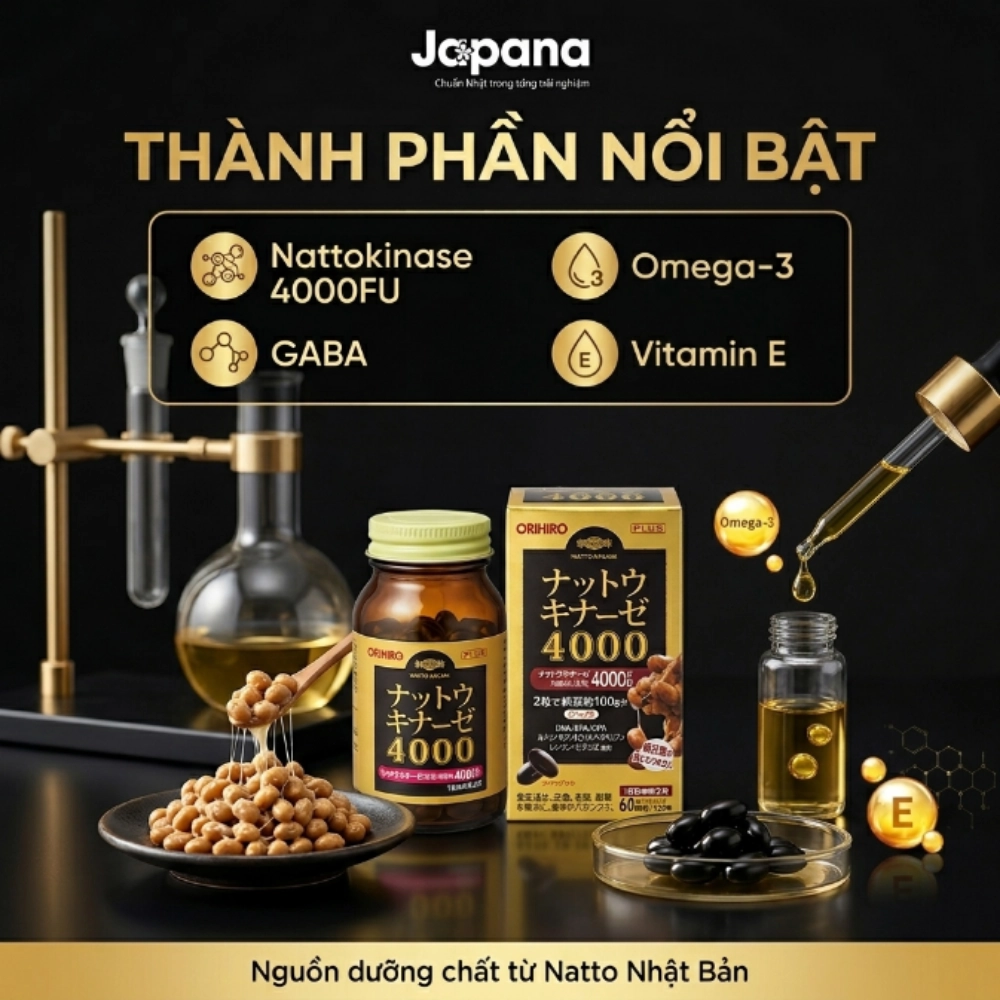Viên uống hỗ trợ điều trị tai biến, đột quỵ Orihiro Nattokinase 4000FU 120 viên