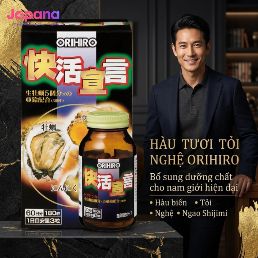 Viên uống tinh chất hàu tươi tỏi nghệ Orihiro 180 viên