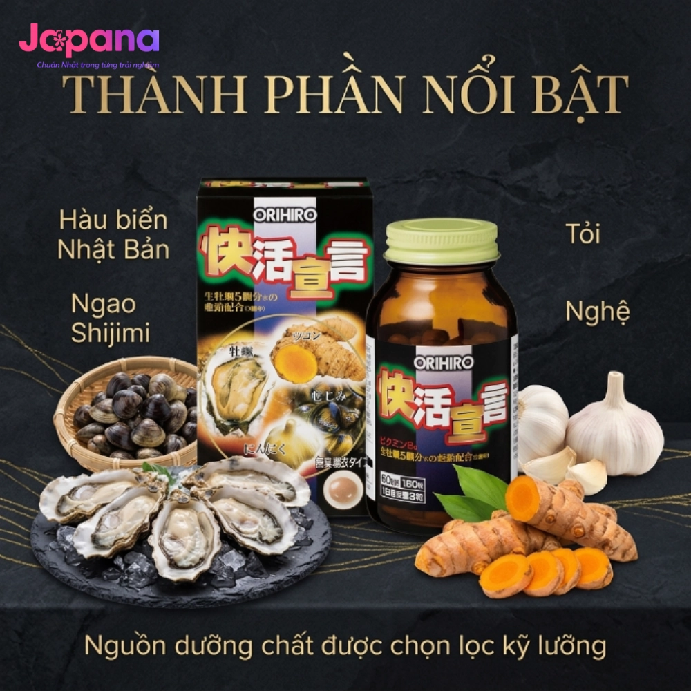 Viên uống tinh chất hàu tươi tỏi nghệ Orihiro 180 viên
