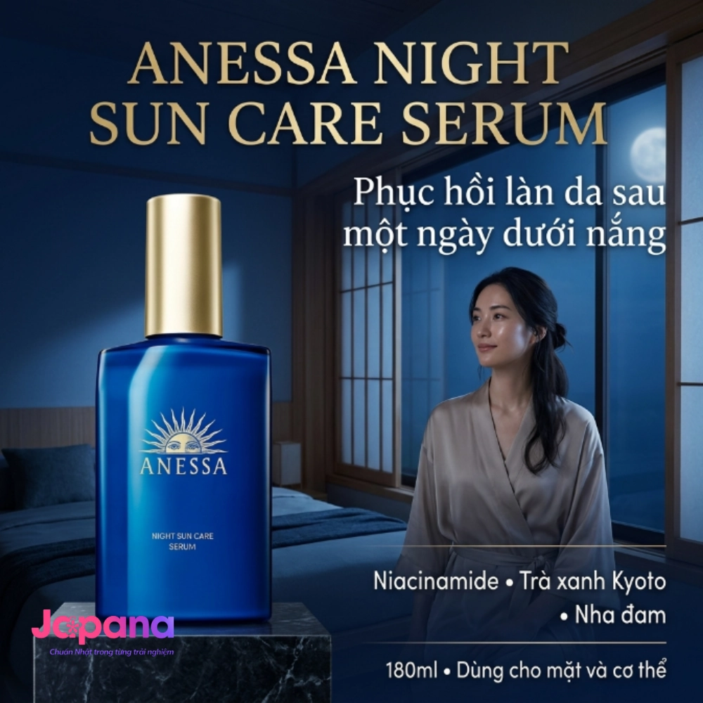 Serum dưỡng sáng và phục hồi da sau nắng Anessa Night Sun Care Serum - 180ml (Date 06/2027)