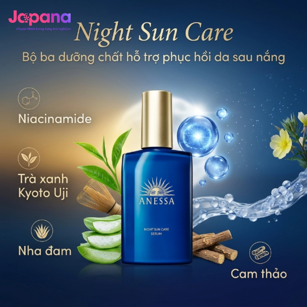 Serum dưỡng sáng và phục hồi da sau nắng Anessa Night Sun Care Serum - 180ml (Date 06/2027)