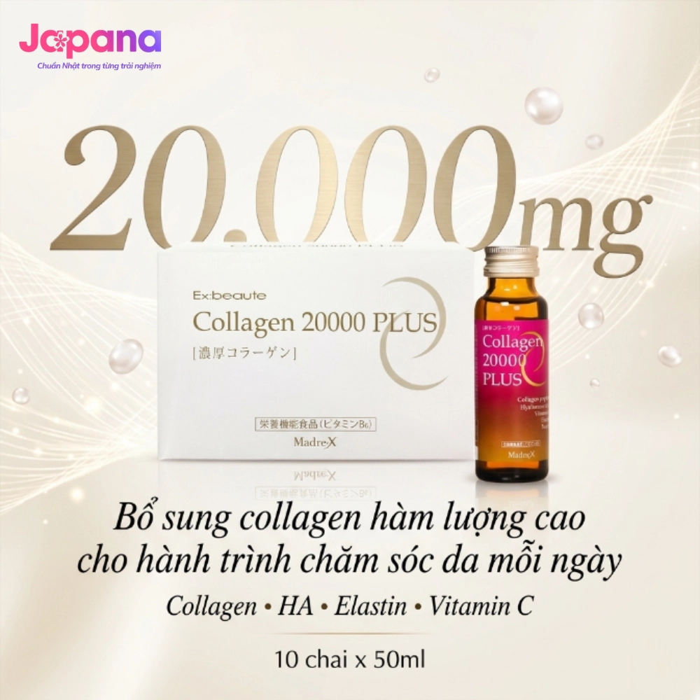 Nước uống đẹp da Collagen 20000mg Plus (Hộp 10 chai x 50ml)