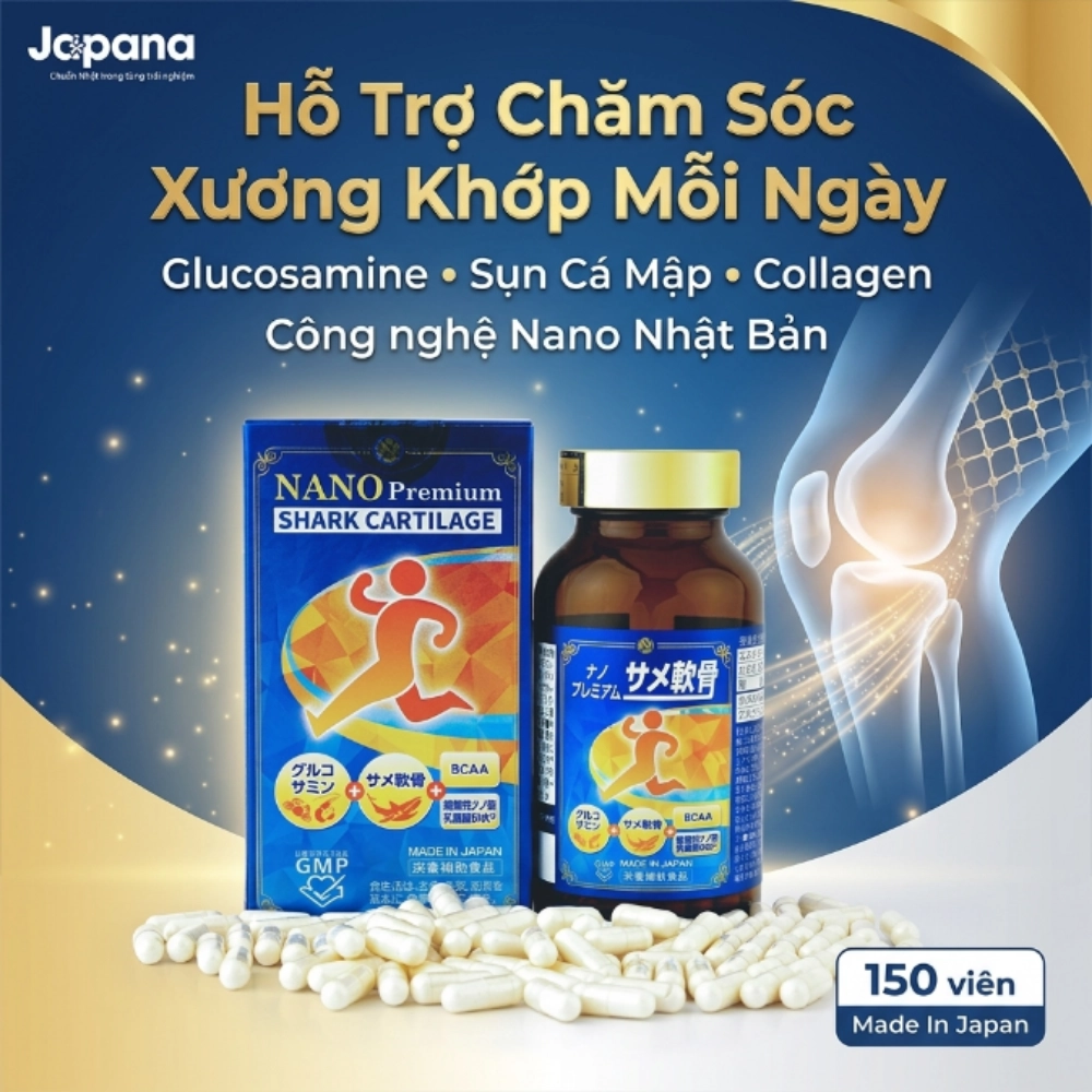 Viên uống bổ xương khớp Nichiei Bussan Nano Premium Shark Cartilage 150 viên