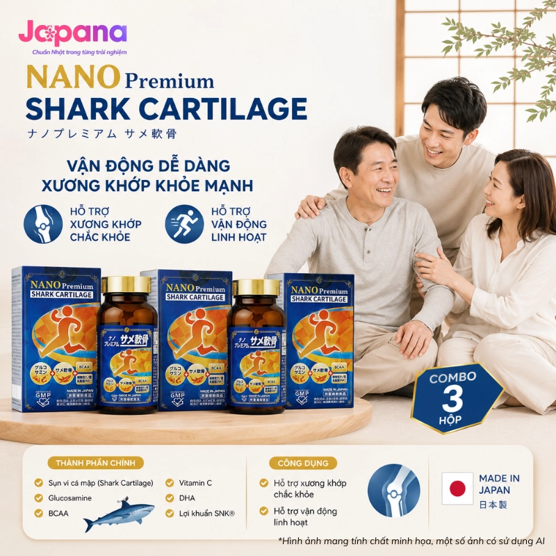 Combo 3 Viên uống bổ xương khớp Nichiei Bussan Nano Premium Shark Cartilage 150 viên
