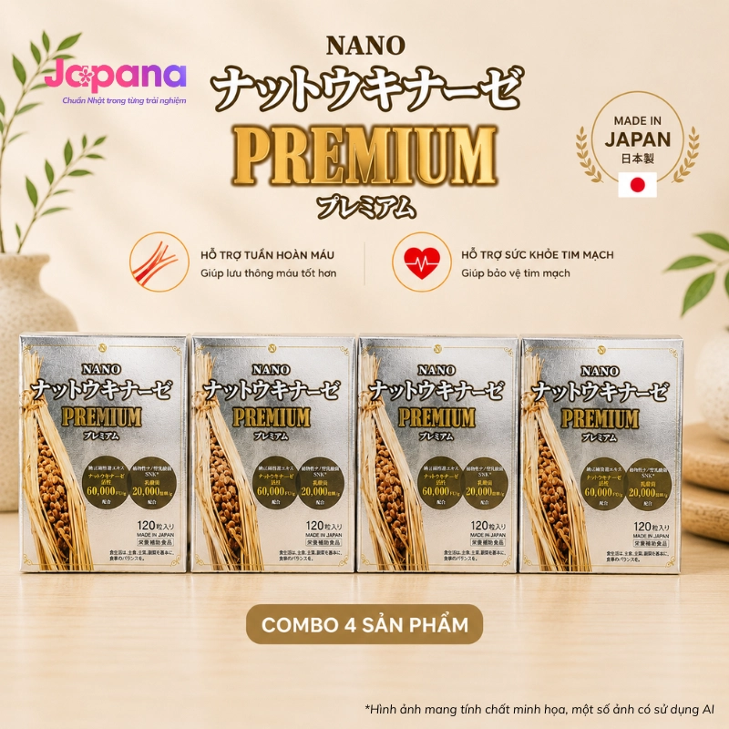 Combo 4 Viên uống phòng ngừa đột quỵ, tai biến Nattokinase Nano Premium 120 viên
