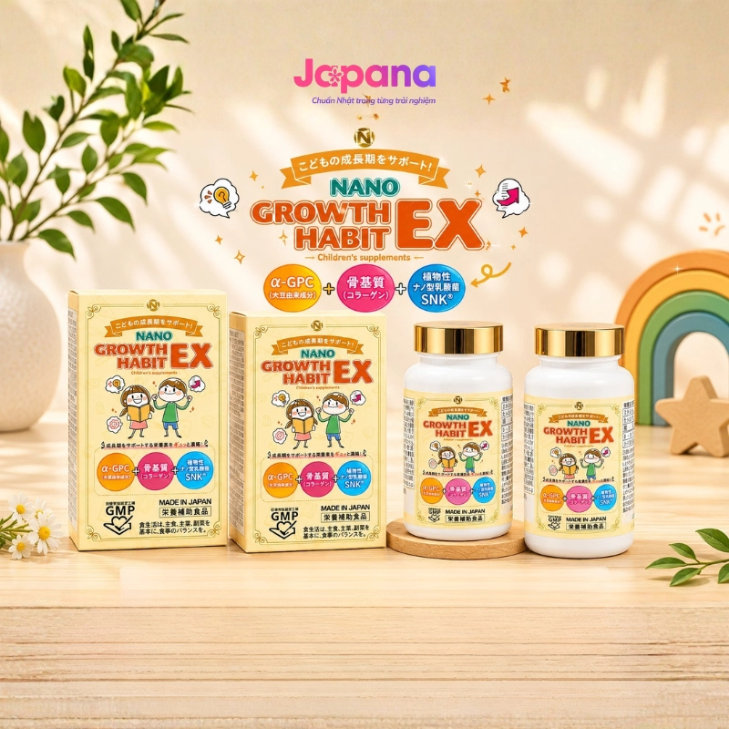 Combo 4 Viên uống tăng chiều cao và phát triển trí não Nano Growth Habit EX 120 viên 