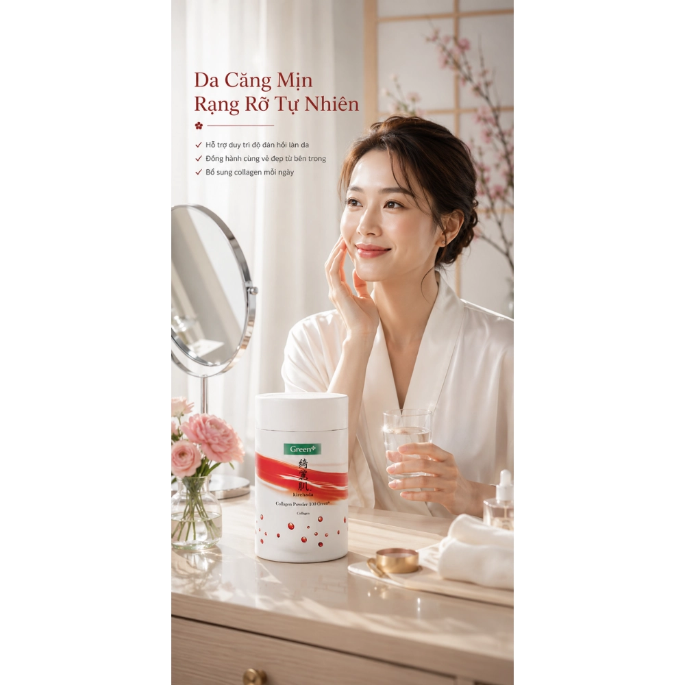 Bột Collagen Green Herb Kirehada Collagen Powder 100 Green+ (Hộp 30 gói x 5g) - Date 12/2026