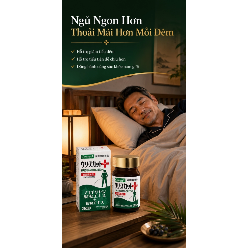 Viên uống hỗ trợ tuyến tiền liệt Green Herb Uri Sukatto Green+ 60 viên - Date 11/2026