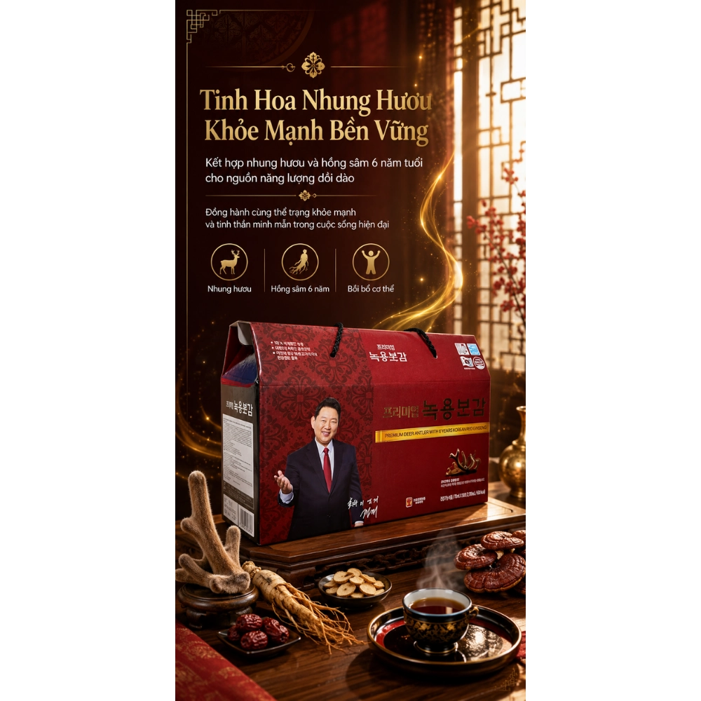 Nước uống chiết xuất nhung hươu và hồng sâm Hàn Quốc 6 năm tuổi Ginseng House (Hộp 30 gói x 70ml)
