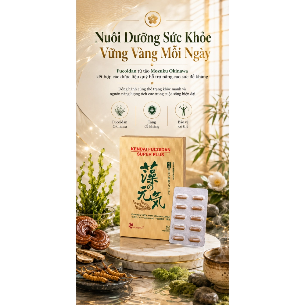 Viên uống hỗ trợ giảm nguy cơ u bứu, bảo vệ gan Kendai Fucoidan Super Plus 60 viên