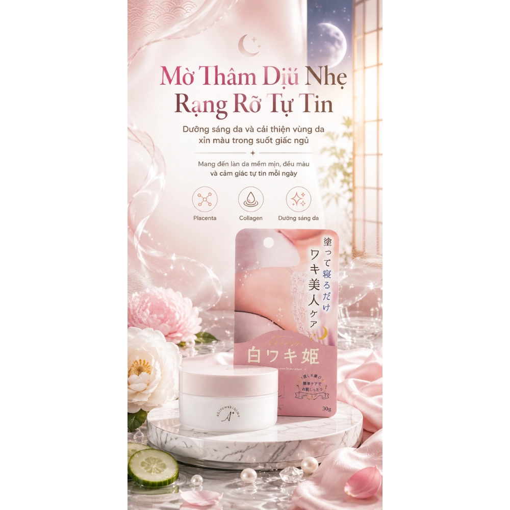 Kem dưỡng giảm thâm nách ban đêm Himecoto Shirowaki Hime Night Pack 30g