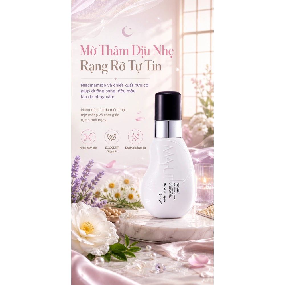Kem dưỡng hữu cơ giảm thâm vùng kín Maputi White Cream 100ml