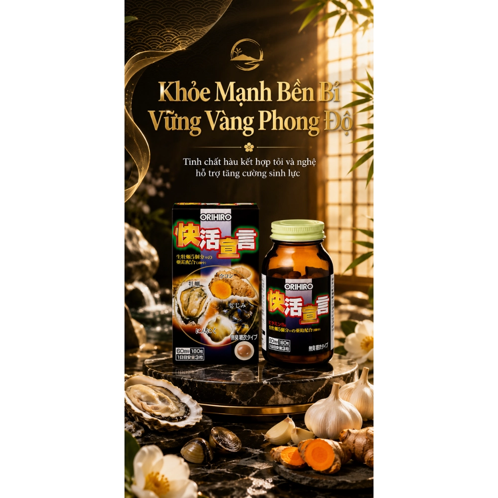 Viên uống tinh chất hàu tươi tỏi nghệ Orihiro 180 viên