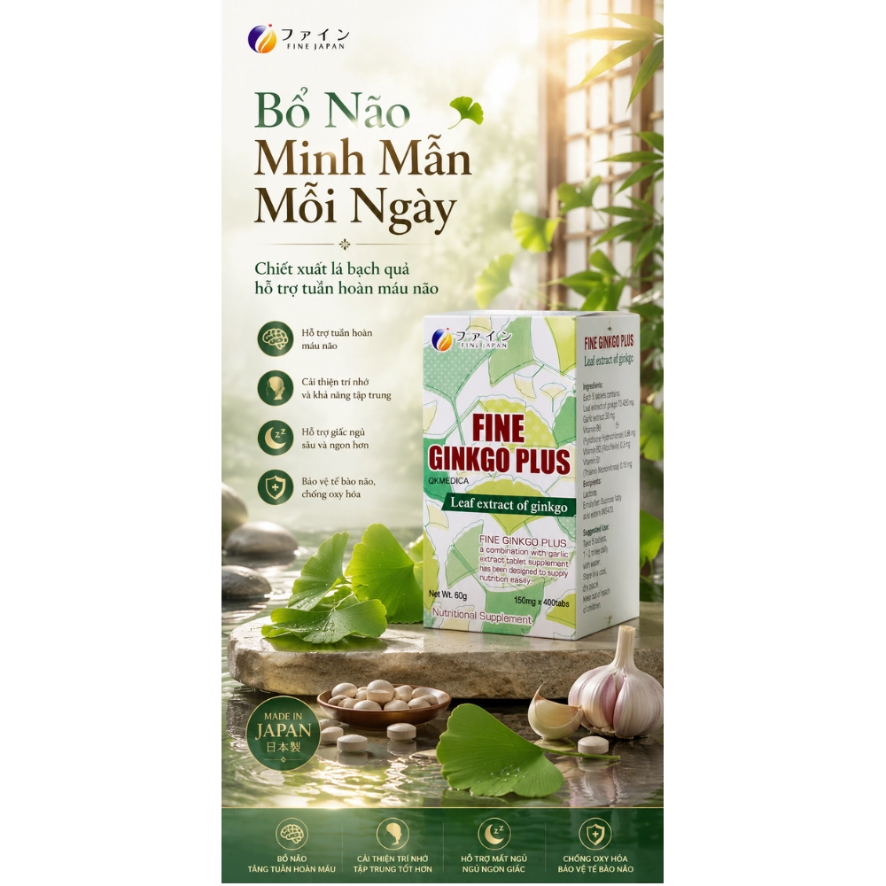 Viên uống bổ não Fine Ginkgo Plus Nhật Bản 400 viên