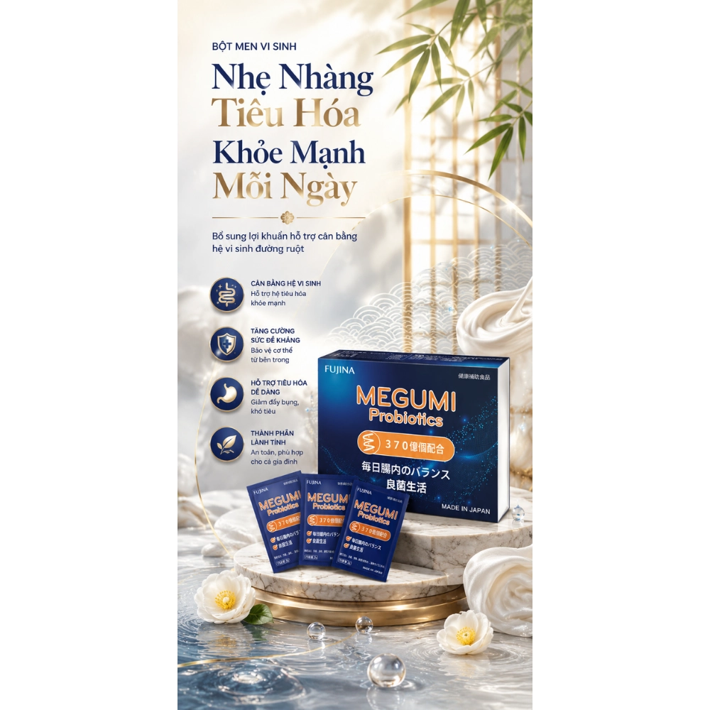 Bột men vi sinh Megumi Nhật Bản Hộp 15 gói 