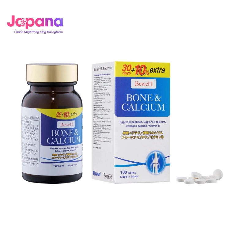 Combo 2 Viên uống hỗ trợ xương và tăng chiều cao Waki Bewel Bone & Calcium - 100 viên