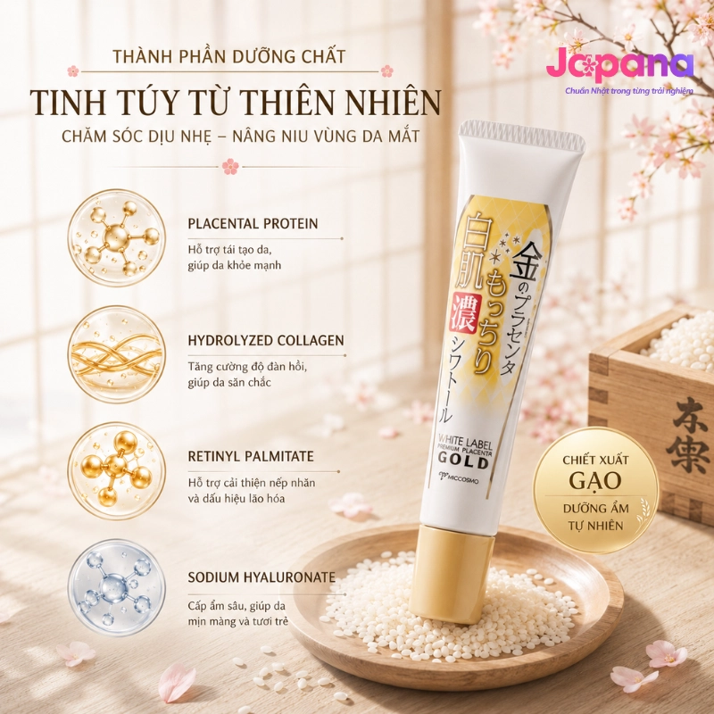 Kem chăm sóc chuyên sâu vùng mắt Miccosmo White Label Premium Placenta Eye Gel 30g