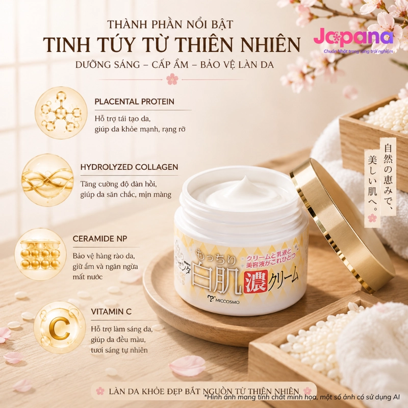 Kem dưỡng sáng ngừa lão hóa Miccosmo White Label Placenta Rich Gold Cream 60g