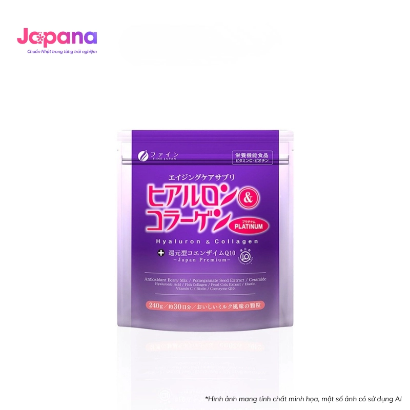 Bột uống làm đẹp da Fine Japan Hyaluron & Collagen + Q10 Platium 240gr