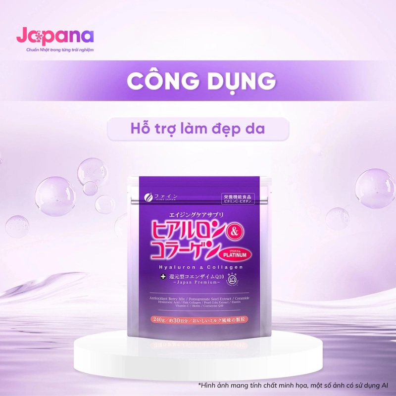 Bột uống làm đẹp da Fine Japan Hyaluron & Collagen + Q10 Platium 240gr