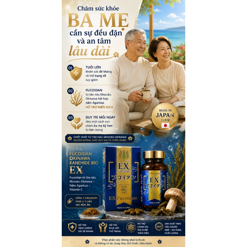Viên uống hỗ trợ điều trị ung thư Fucoidan Okinawa Kanehide Bio EX 323mg - 150 viên