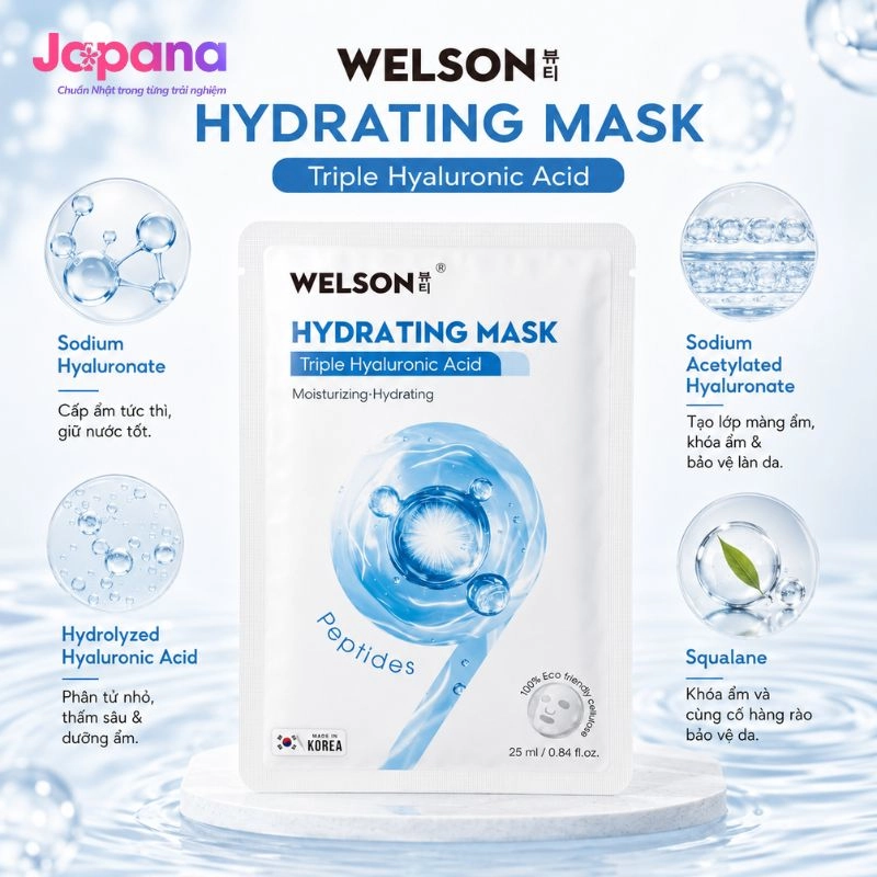 Mặt nạ dưỡng ẩm da Welson Hydrating Mask 10 miếng