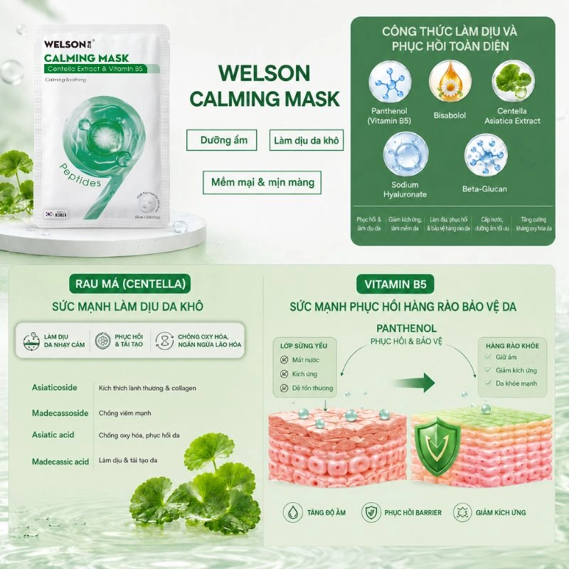 Mặt nạ làm dịu da Welson Calming Mask 10 miếng