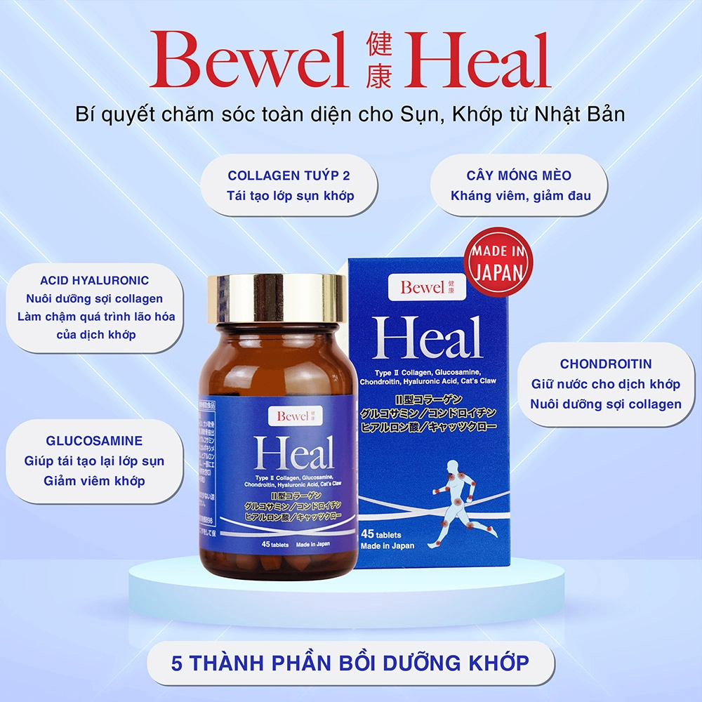 Combo 2 Viên uống bồi bổ sụn khớp Waki Bewel Heal 45 viên