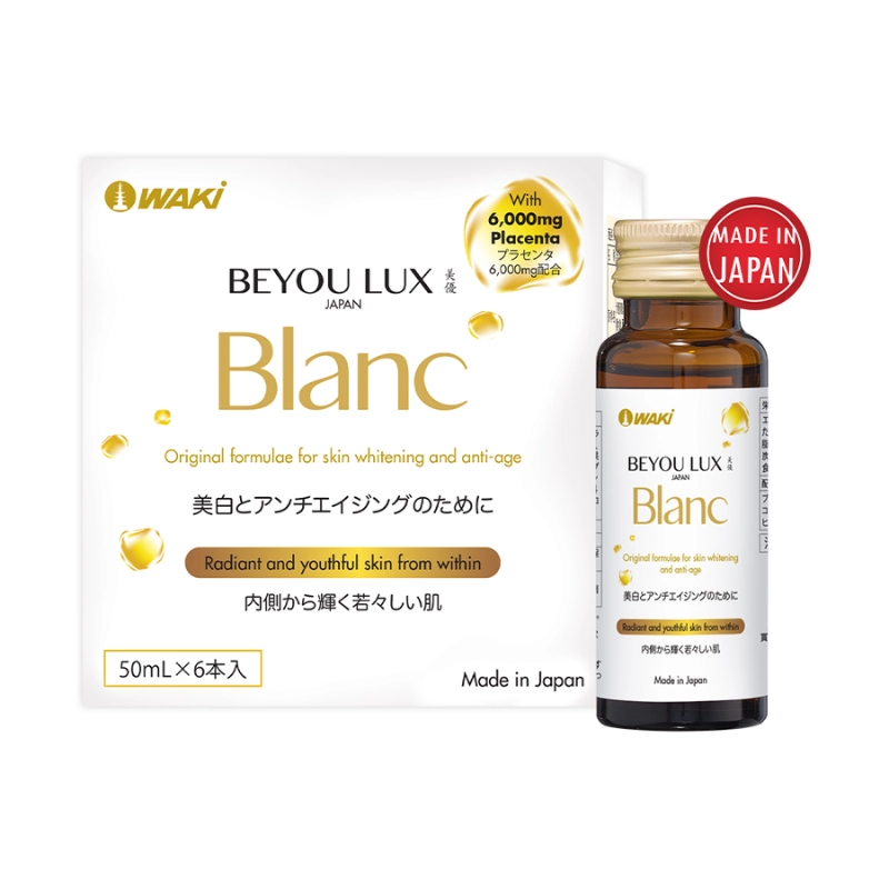 Combo 2 Nước uống Placenta & Collagen 2in1 Beyou Lux Blanc - Hộp 6 chai x 50ml - Date 09/2027