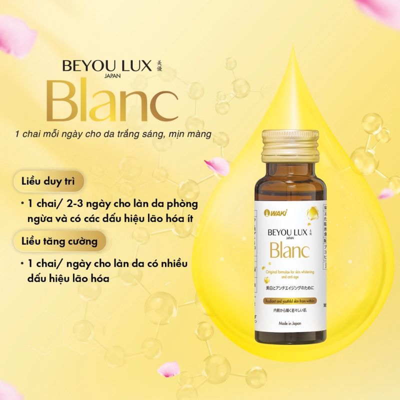 Combo 2 Nước uống Placenta & Collagen 2in1 Beyou Lux Blanc - Hộp 6 chai x 50ml - Date 09/2027