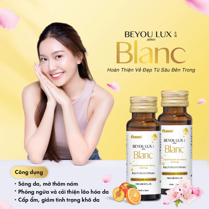 Combo 2 Nước uống Placenta & Collagen 2in1 Beyou Lux Blanc - Hộp 6 chai x 50ml - Date 09/2027